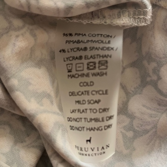 Sage Green Etched Flowers Turtleneck tee by Peruvian Connection - Picture 6 of 6